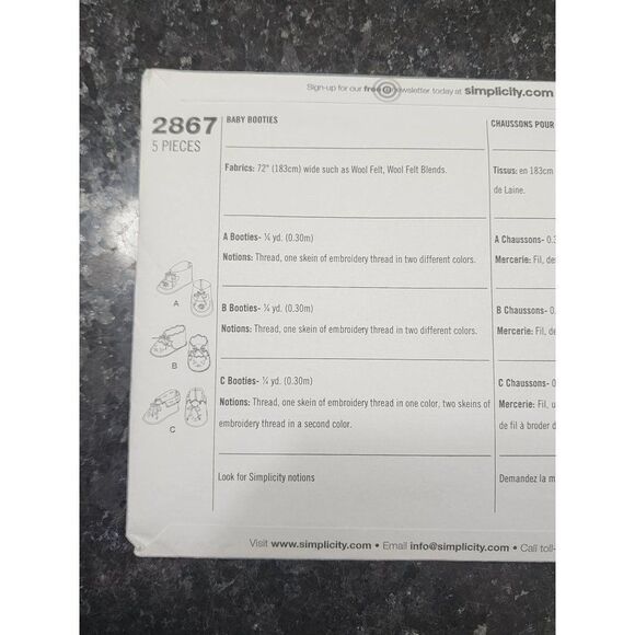 Simplicity 1948 Vintage Reprint Sewing Pattern 2867 UNCUT Baby Booties Moccasins - Picture 4 of 4